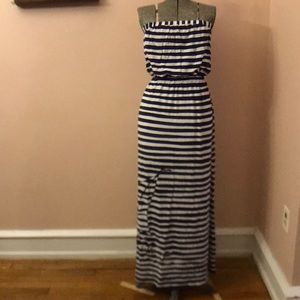 Lillly Pulitzer Striped Strapless maxi dress with sailboat detail
